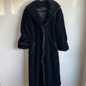 Vintage Faux Fur Maxi Coat — Black/Grey (Gallery, Made in USA)